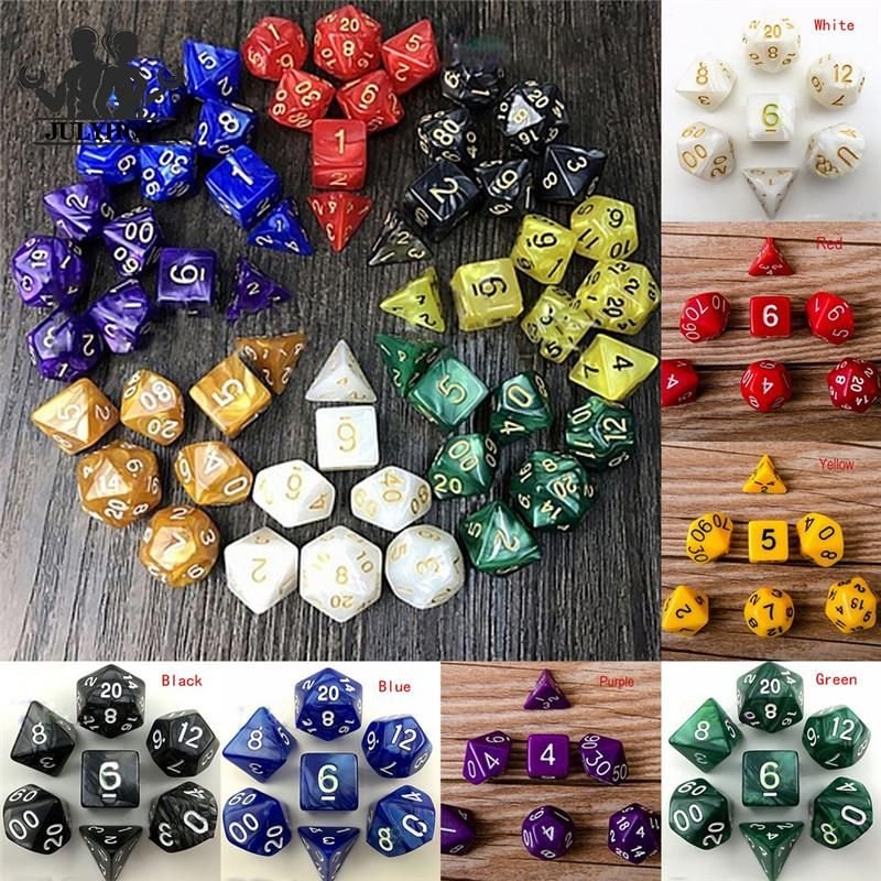 Dés Polyédriques Couleurs Opaques, 7 Pièces, D4 D6 D8 D10 D % D12 D20, Jeu De Société, Bar, Pub, Club, Fête, Acrylique De Haute Qualité