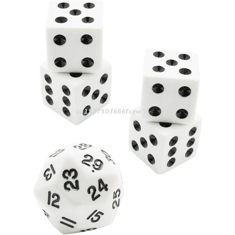 Lot De 5 Dés À Facettes Multiples, En Acrylique Blanc, Accessoires De Jeux De Société, De Famille, Gravure, Jouets Éducatifs