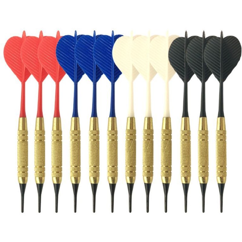 Flèches avec pointe en nylon souple pour manche électronique en plastique,ensemble professionnel pour maison de 147 mm, fléchettes de jeu avec barre, accessoires avec manche, 12 pièces,