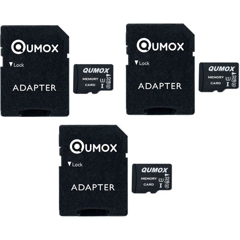 Lot de 3 Qumox Micro SD SDHC 32go 32Go 32g TF Carte Class 10 UHS-I 70MB-S 15MB-S pour Appareils Photo, Drones,Smartphone
