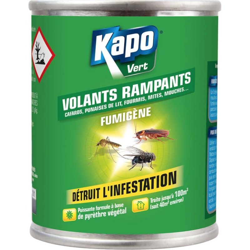KAPO VERT VOLANTS RAMPANTS FUMIGENE 3365000031803 BOICIDE DETRUIT L'INFESTATION INSECTICIDE ANTI CAFARDS PUNAISES DE LIT FOURMIES MITES MOUCHES .... COMASOUND KARTEL CSK ONLINE
