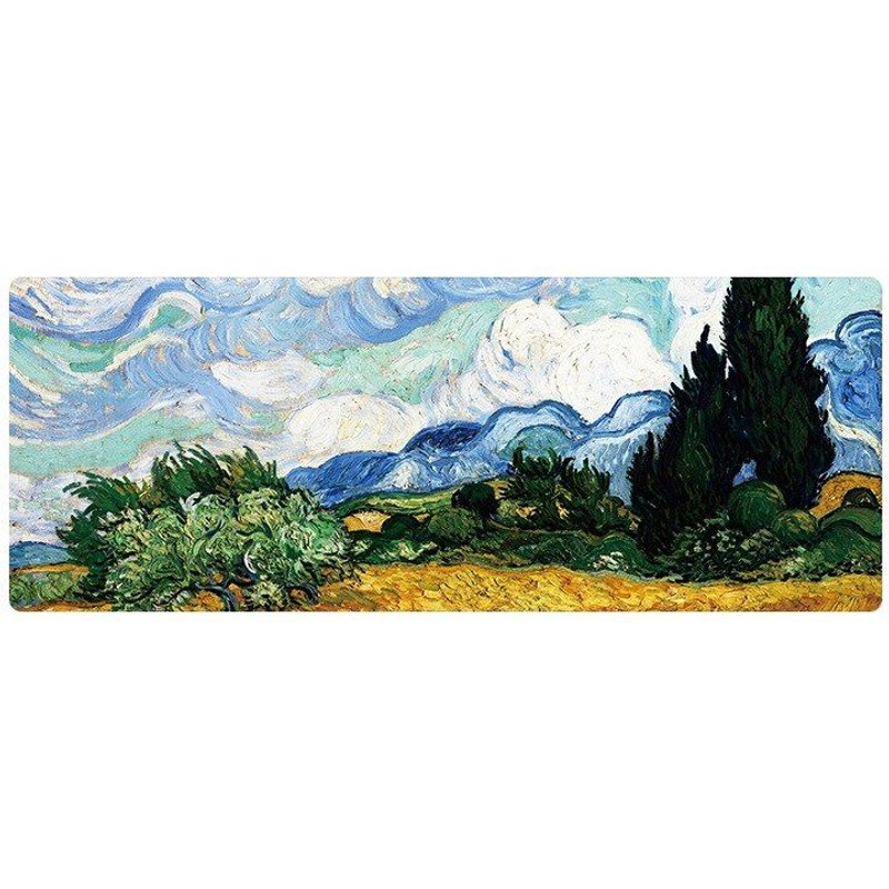 Tapis de souris en tissu antidérapant, accessoire de Table artistique, de bureau, noir, grand, en caoutchouc