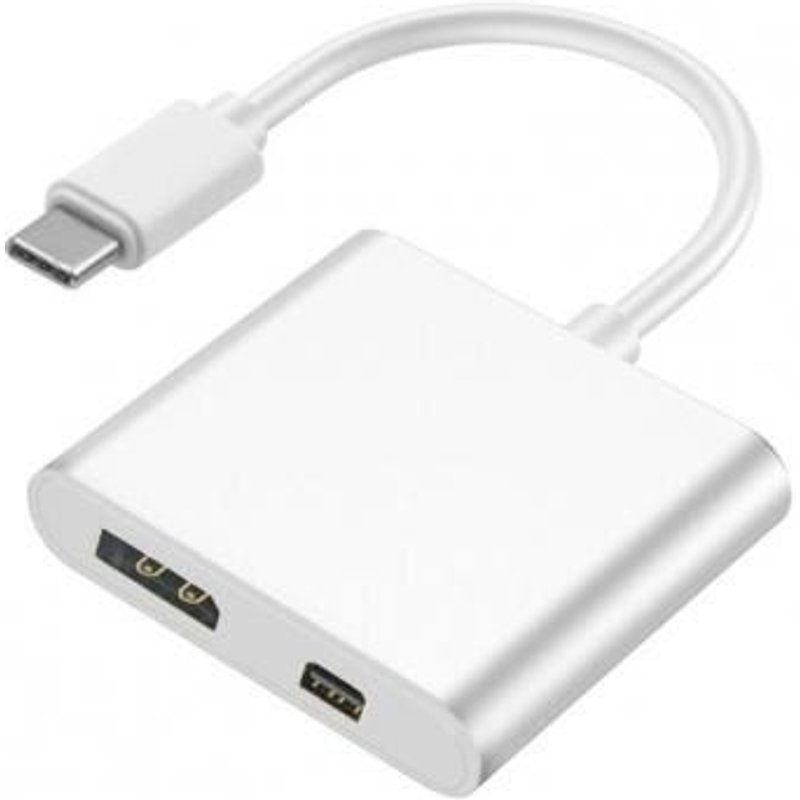 Convertisseur USB-C 2 en 1, connexion Stable, adaptateur Compact Ă 3 ports USB 3.0/3.1, Durable pour ordinateur portable avec DP
