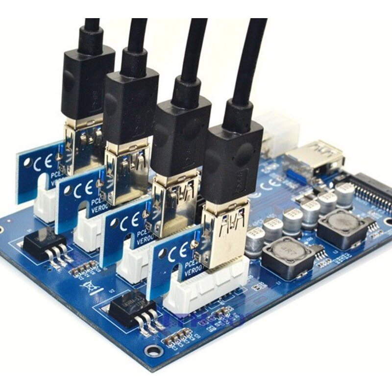 adaptateur PCI-E à PCI-E 1 à 4, emplacement PCI Express 1x à 16x USB 3.0, convertisseur spécial carte PCIe pour Mine BTC