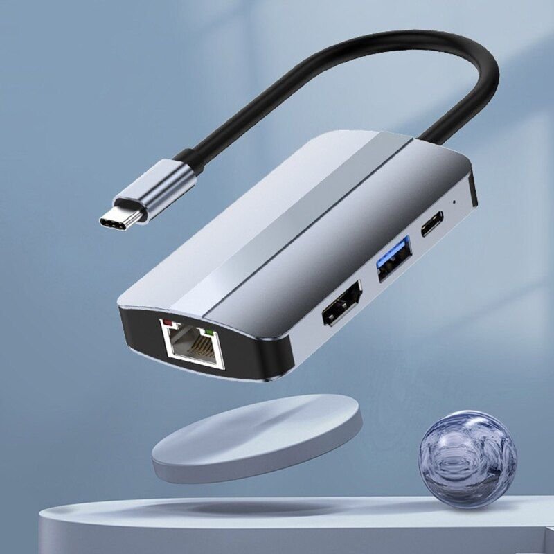 Hub en alliage d'aluminium de Type C, Station d'accueil 6 en 1, HDMI, Rj45 Lan, usb 3.0, 5Gbps, adaptateur de Type C PD, 101A