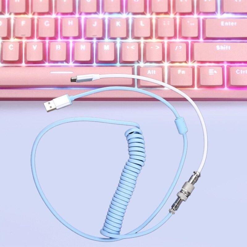 Câble USB de Type C à bobine pour clavier mécanique, connecteur d'aviateur, cordon metro 101A