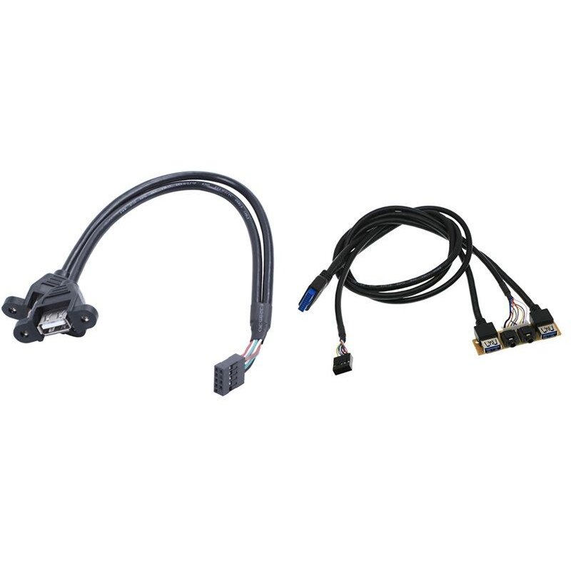 1 Pcs 9 Broches Vers USB Double 2.0 Type UN Câble Adaptateur Carte Mère et 1 Pcs 60Cm Prise Audio Ports Ligne D'extension