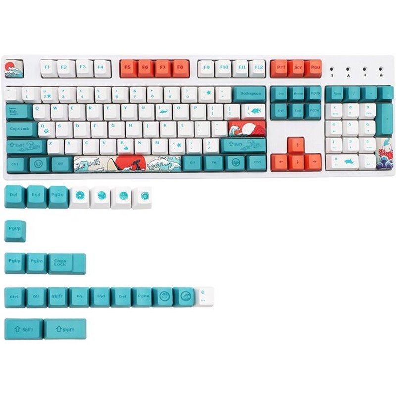 Capuchons de touches de clavier pour clavier mécanique, en PBT, par Sublimation, en corail, pour modèles GK61/Anne/GK64 68 75 104