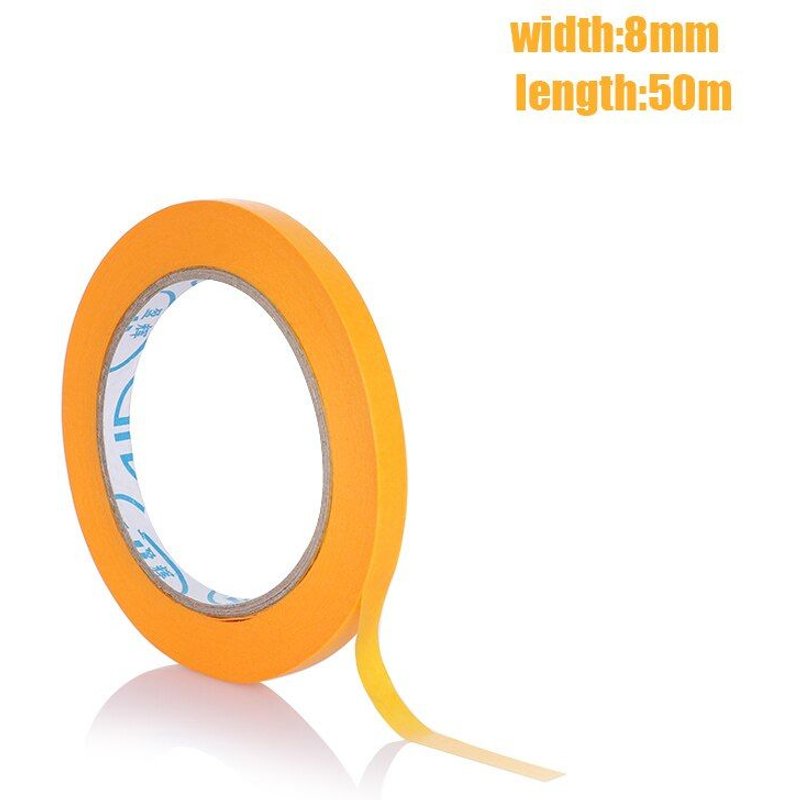 Autocollant auto-adhésif jaune pour voiture, 50M, papier pour peinture, décor de peintre, ruban de masquage, artisanat à usage général, fournitures de bureau