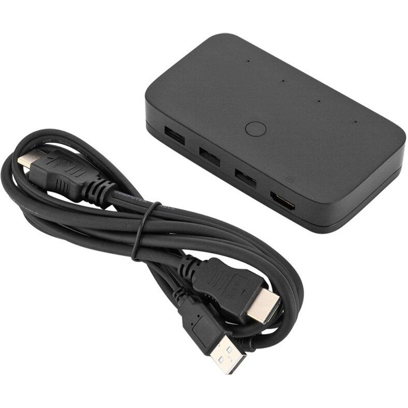 KVM Switch 4-en-1, boîte de commutation USB, clavier, souris et moniteur partagés, pour PC, PS4