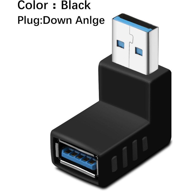 Adaptateur USB 3.0 A mâle à femelle coudé à gauche et à droite, connecteur 3.0 AM/AF à 90 degrés pour ordinateur portable/PC