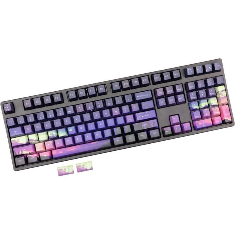 Capuchons de clavier OEM en PBT, 110 touches, ensemble complet, pour clavier mécanique, 5 côtés, Sublimation, violet, lumière