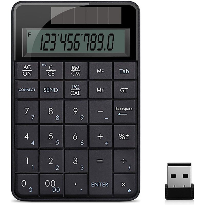 Mini clavier numérique sans fil USB 2.4G 2 en 1, avec écran d'affichage de calculatrice, pour ordinateur portable et de bureau