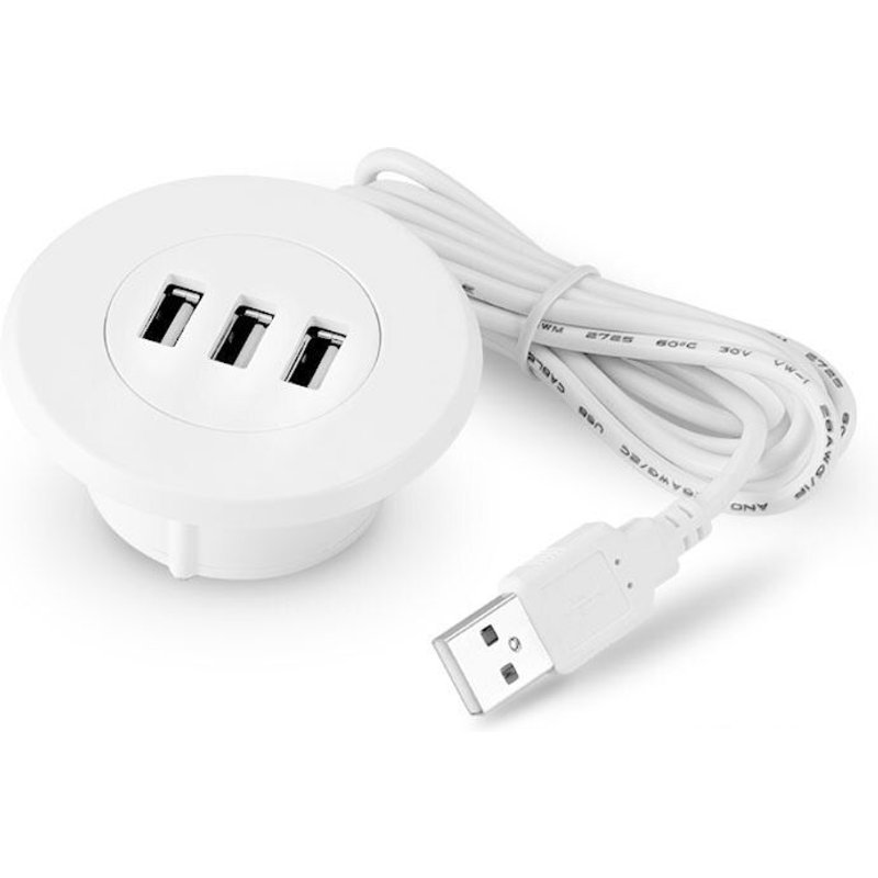 trou pour Âżillet de 5cm, montage sur bureau, 3 Ports USB 2.0 Hub pour ordinateur portable