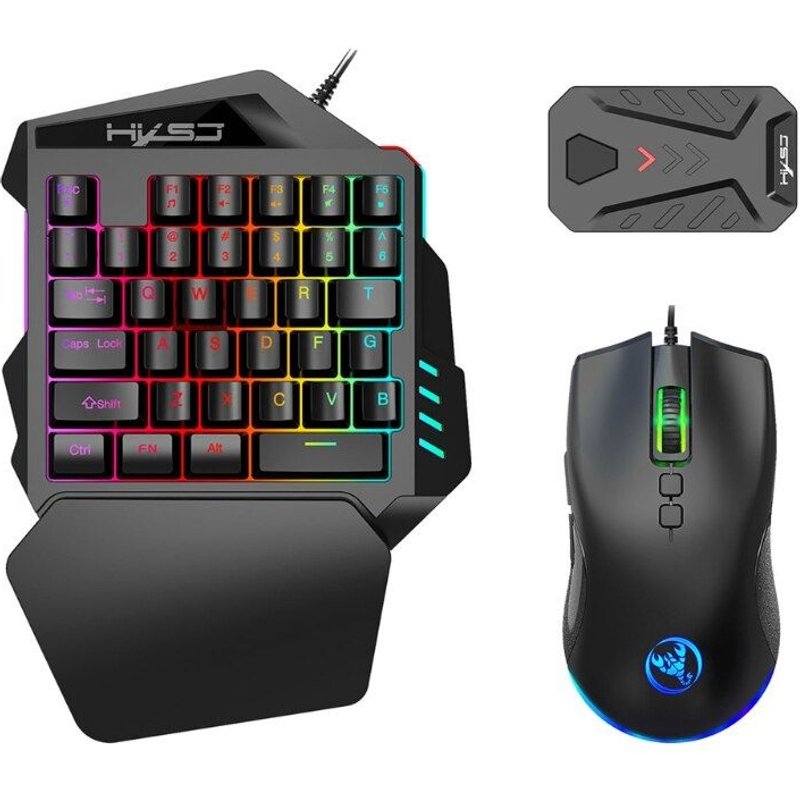 Mini clavier et souris de jeu filaires à 35 touches, combinaison arc-en-ciel rétroéclairé avec touches multimédia