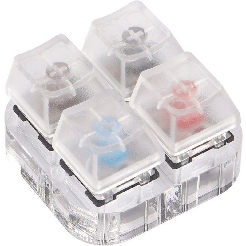 Kit de test de capuchons de 4 touches Gateron MX commutateurs, Kit de testeur de clavier, échantillons de capuchons clairs, PCB clavier mécanique