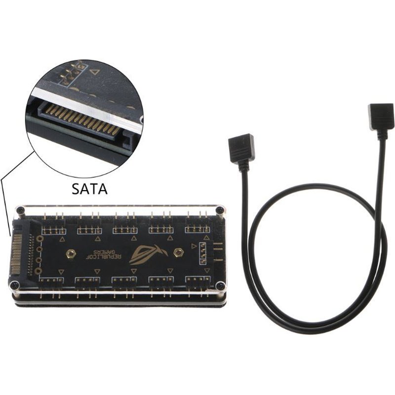 répartiteur de Hub 5V à 3 broches RGB 10, alimentation SATA, ARGB, câble d'extension pour GIGABYTE MSI A SUS ASRock LED