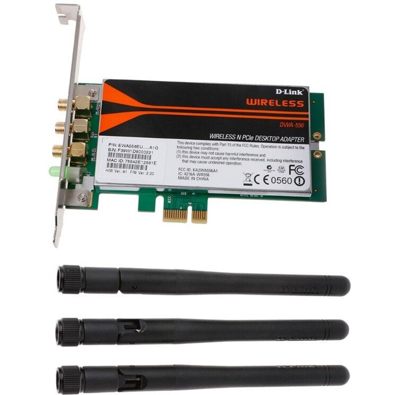 adaptateur de bureau sans fil, carte WiFi PCI-E, profil bas, DWA-556