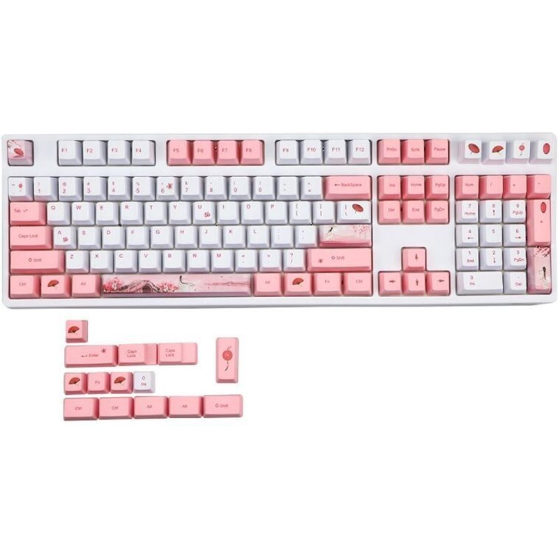 capuchons de clavier en PBT, OEM, motif Cherry flower, pour clavier mécanique, coloration par Sublimation