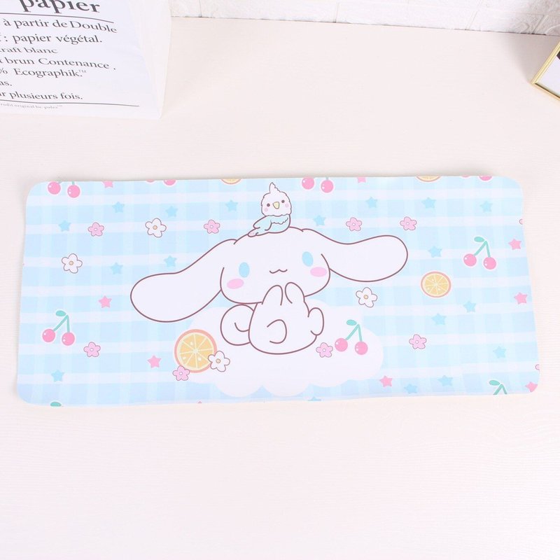 Tapis de bureau en PVC pour étudiants, dessin animé Sanrio cannelle oroll, nappe d'arrière-plan Photo, clavier d'ordinateur, Kawaii, tapis de souris, décor de maison
