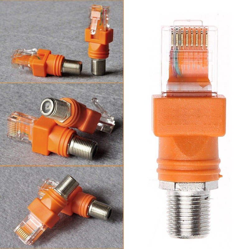 Adaptateur de coupleur de baril Coaxial Orange F femelle à RJ45 mâle, convertisseur de connecteur RJ45 à RF, haute qualité, 1 pièce