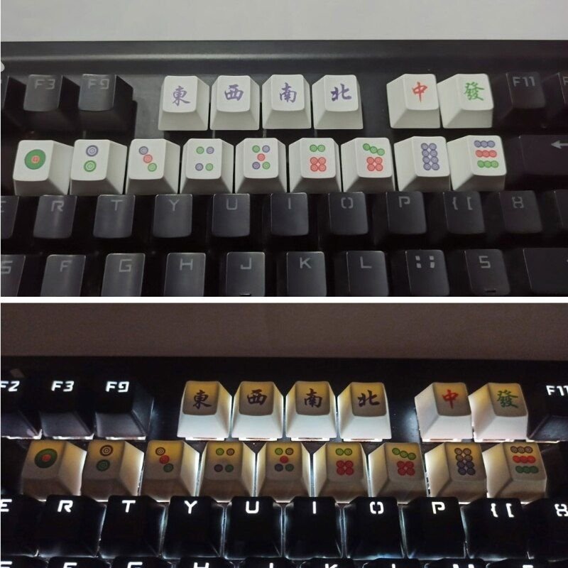 Touches de clavier en PBT, 15 pièces, OEM, Mahjong, Sublimation, mécanique, G88D