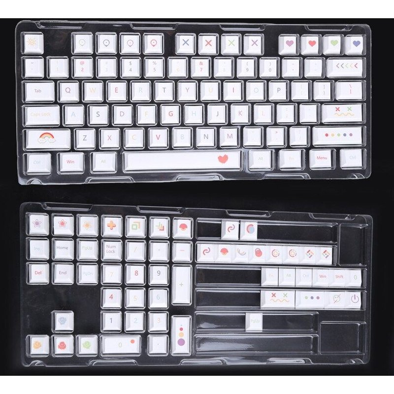 Capuchons de touches de clavier mécanique en PBT, 124 touches avec des Crayons cerise, des polices mignonnes