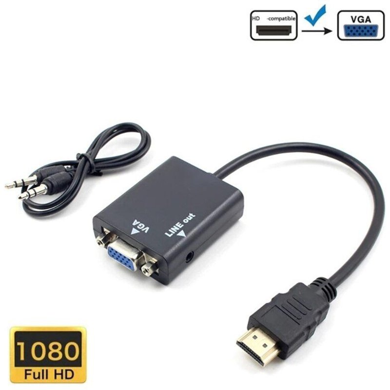 Convertisseur de câble mâle à femelle, Compatible HDMI, adaptateur Jack 3.5mm, 1080p pour PC, tablette