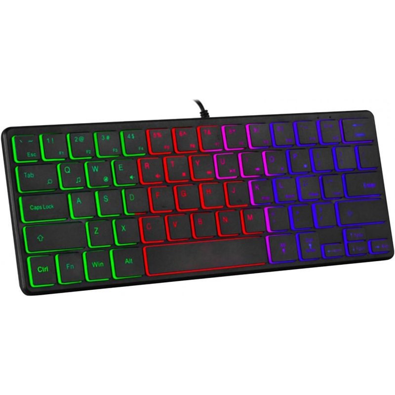 Clavier USB rétroéclairé rvb 64 touches, clavier filaire lumineux pour ordinateur portable de jeu