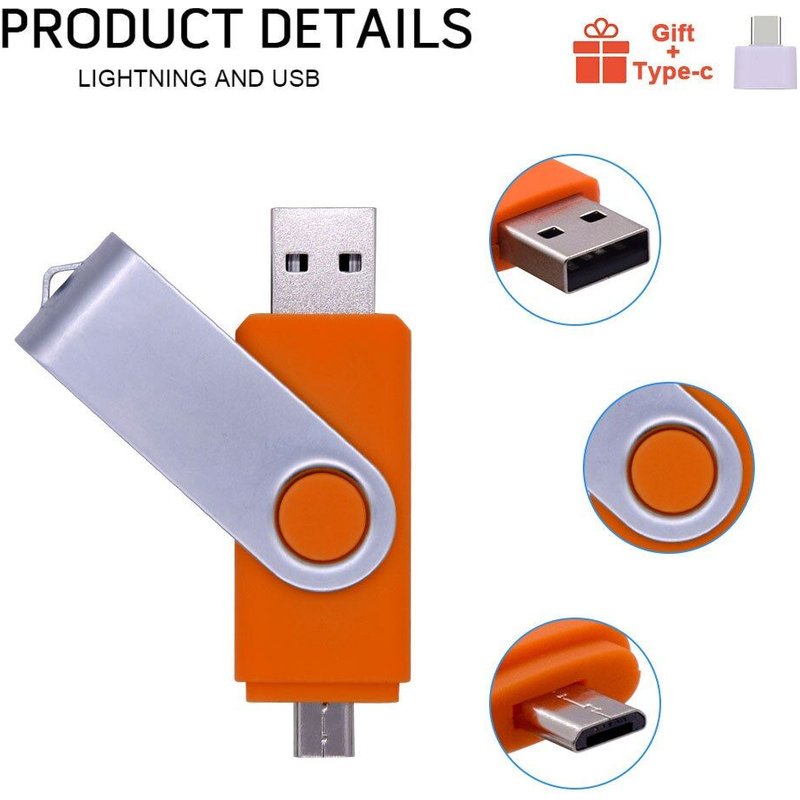 couleur Bleu foncé taille 8 ALLER Clé usb OTG en métal 3 en 1, support à mémoire , Micro lecteur flash de Type C