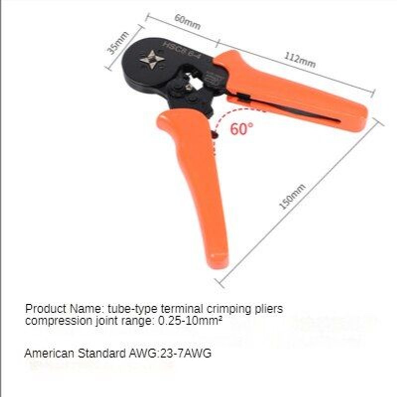 pince à sertir 6-4, outil à réglage automatique, Terminal tubulaire, Terminal de pressage à froid en forme d'aiguille, 0.25 ? 10 mm²