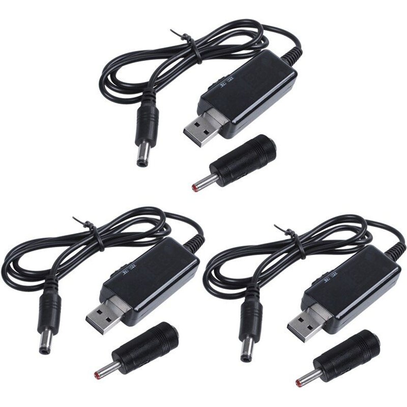 Convertisseur de tension réglable de 5V à 9V 12V, avec 3 câbles USB, transformateur de tension de 1a, régulateur de puissance cc