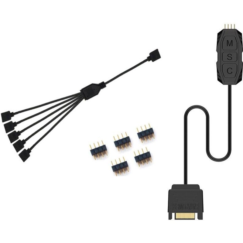 contrôleur à 3 boutons SATA 12V, 4 broches, AURA, avec 5 séparateurs, câble adaptateur Hub, refroidisseur de ventilateur pour éclairage de bande RGB