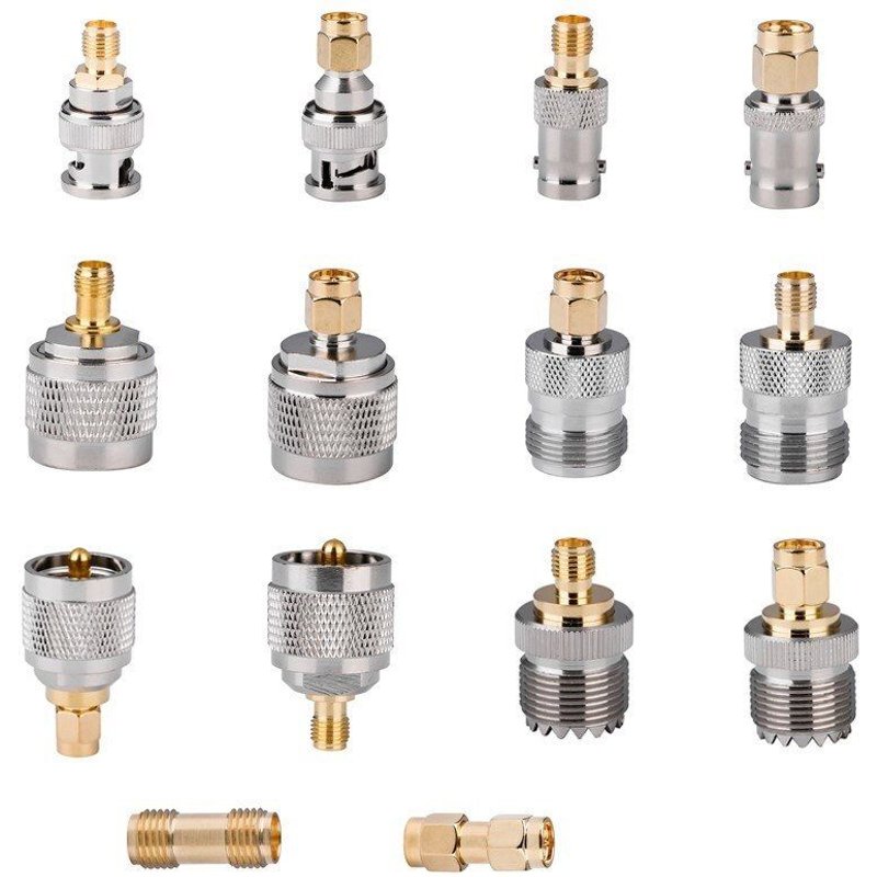 adaptateur RF SMA à BNC UHF N Type, connecteur de barillet d'écrou de couplage coaxial pour antenne-FS-PHFU, 14 pièces