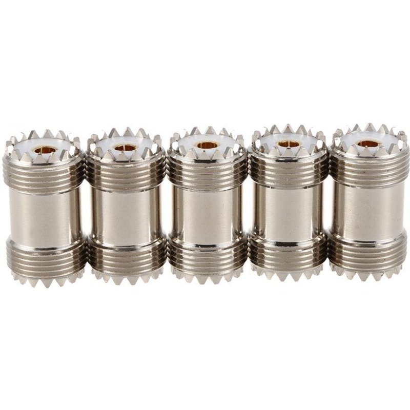 Adaptateur de câble coaxial PL-259 UHF femelle à UHF femelle, prise à Double connecteur S0-239 UHF, argent, 5 paquets