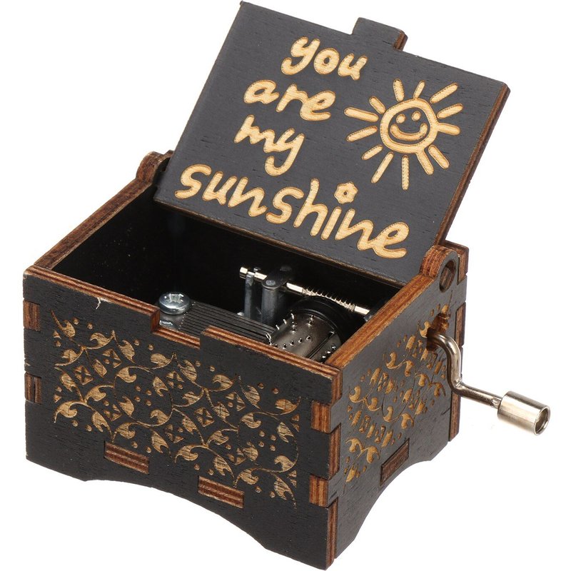 Boîte À Musique Classique Antique Gravée À Manivelle En Bois, Vous Êtes Mon Soleil, Saint Valentin, Fête Des Mères, Cadeaux, 1 Pièce