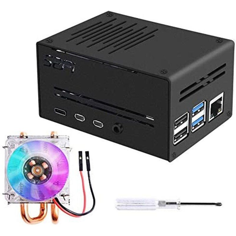 Pour boîtier métallique Raspberry Pi 4 avec ventilateur, refroidisseur de processeur à profil bas Fpr Raspberry Pi, refroidisseur de tour de glace Horizontal