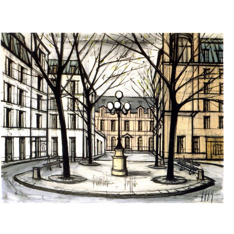 Carte Postale D'une Reproduction D'un Tableau De Bernard Buffet : « La Place Furstenberg »