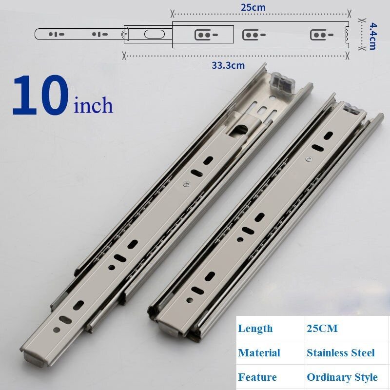 Glissière de tiroir en acier inoxydable 304, haute qualité, trois sections, Rail tampon, Rail de clavier épais, boule de clavier, goulotte