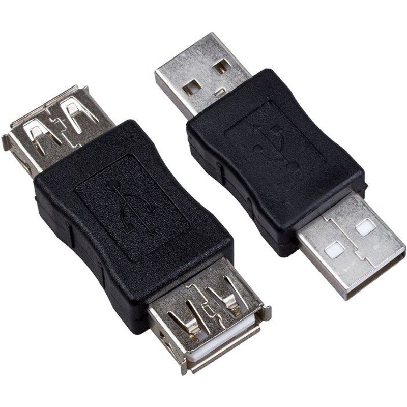 Adaptateur USB femelle vers femelle et connecteur USB A mâle vers mâle, noir
