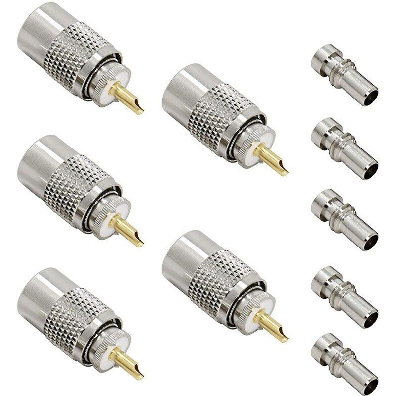 Connecteur de soudure mâle PL-259 UHF, fiche 50ohm pour câble Coaxial RG59, RG8, RG8X, LMR-400, RG-213, 5 pièces