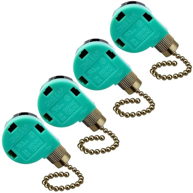 Interrupteur de ventilateur de plafond Zing Ear ZE-268S6, 3 vitesses, 4 fils, commande de vitesse, cordon de chaîne, pièces de commutateur, 4 pièces