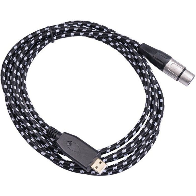 Câble d'enregistrement de Microphone USB vers XLR plaqué or de 3 mètres à Double blindage de réduction du bruit, noir