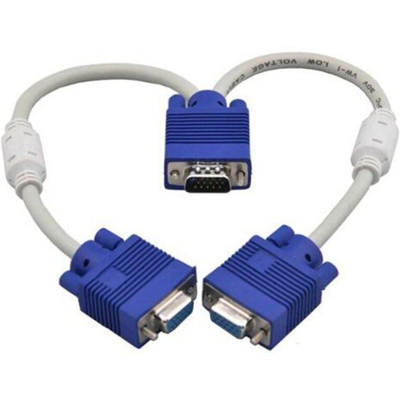 Adaptateur de câble séparateur VGA pour ordinateur à 2 moniteurs, connecteur 15 broches, deux Ports mâle à femelle