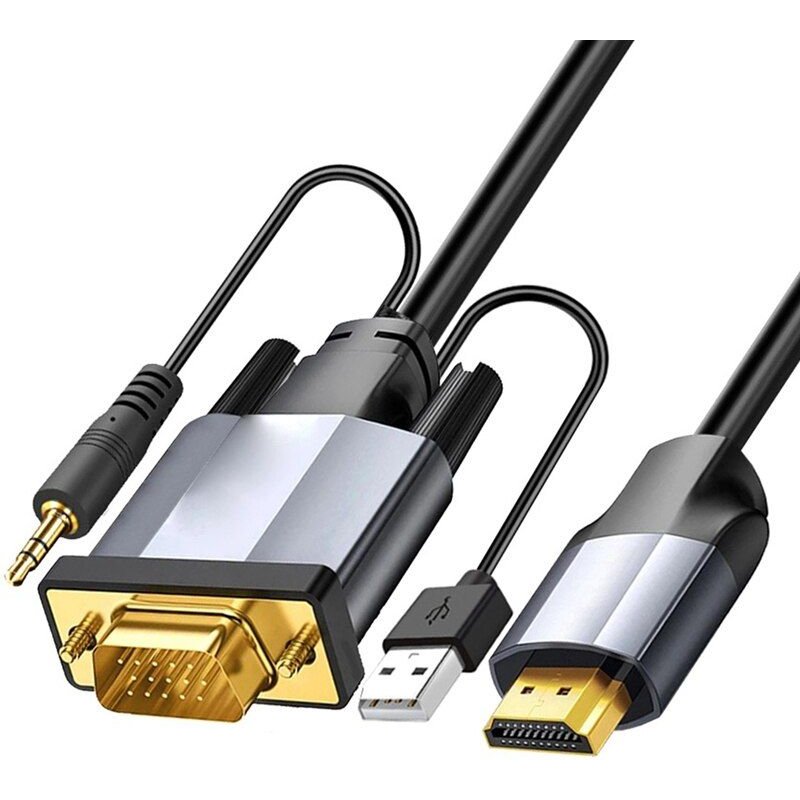 Câble adaptateur VGA vers HDMI, adaptateur vidéo, Compatible avec affichage Audio, câble de Conversion