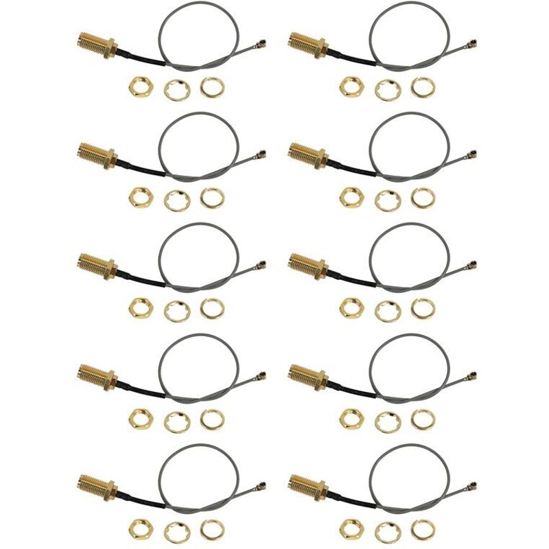 Câble Mini-PCI RF IPX / U.Fl vers Jack SMA femelle, 10 pièces, 15Cm, or