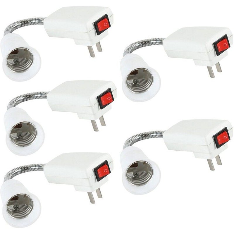 Adaptateur de prise E27 5X avec interrupteur On/Off Ă prise US, convertisseur de support d'ampoule pour lampe d'extension Flexible