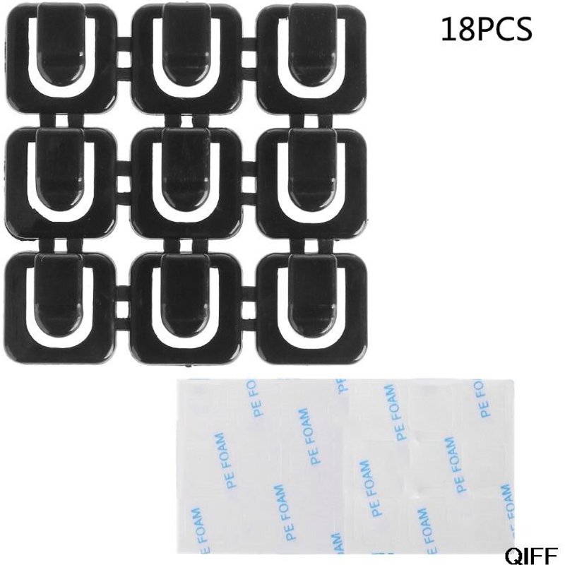 attache-câble auto-adhésive, 18 pièces, Clip de fixation pour câble USB de voiture