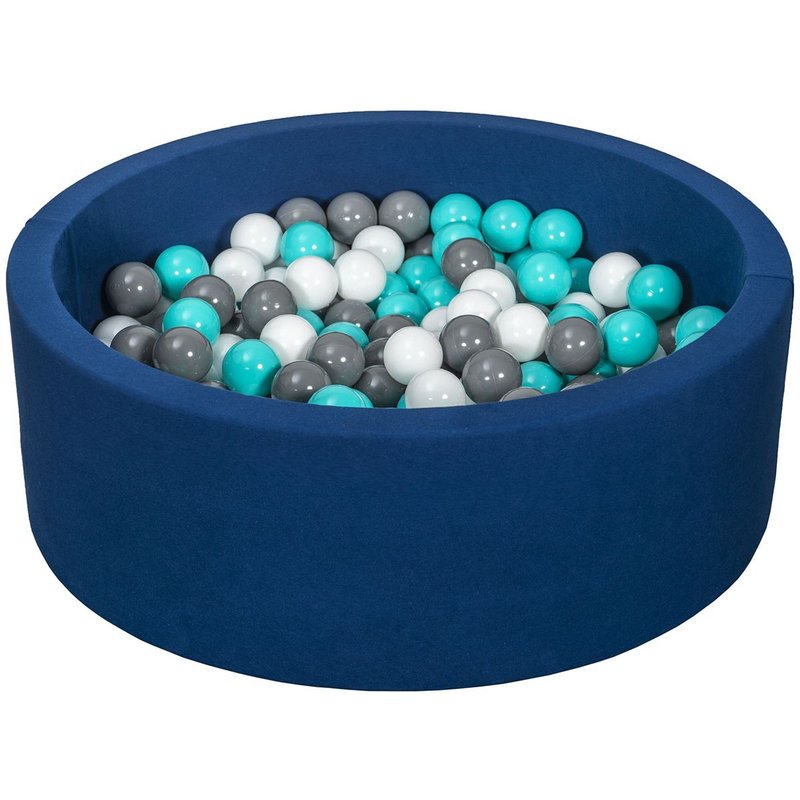 Piscine À Balles Aire De Jeu + 300 Balles Bleu Marine Blanc,Gris,Turquoise