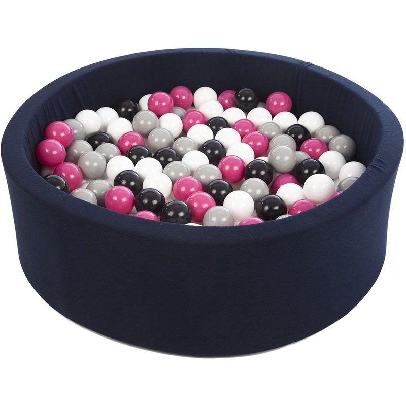 Piscine À Balles Aire De Jeu + 300 Balles Bleu Marine Noir, Blanc, Rose,Gris